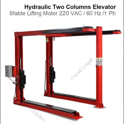 Elevador hidráulico de dos columnas para elevación suave y estable Motor 220 VAC / 60 Hz / 1 Ph longitud total 174 pulgadas